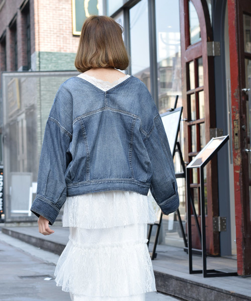 w closet（ダブルクローゼット）の「VネックデニムGジャン（デニム