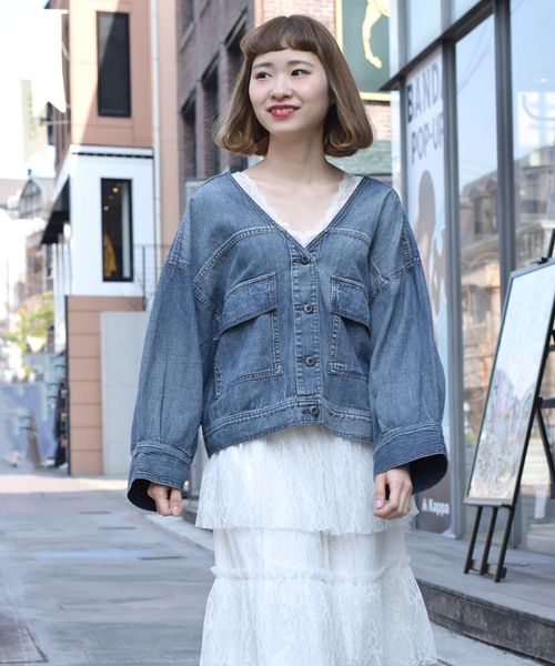 w closet（ダブルクローゼット）の「VネックデニムGジャン（デニム