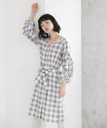 OLIVE des OLIVE | 《WEARISTA みくぴよ＊さん着用》ボリューム袖チェック柄ワンピース(シャツワンピース)