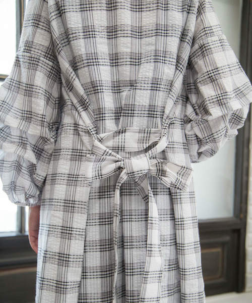 OLIVE des OLIVE(オリーブデオリーブ)の「ボリューム袖チェック柄ワンピース(シャツワンピース・レディース・ホワイト/グリーン/パープル・FREE)」の12枚目の写真