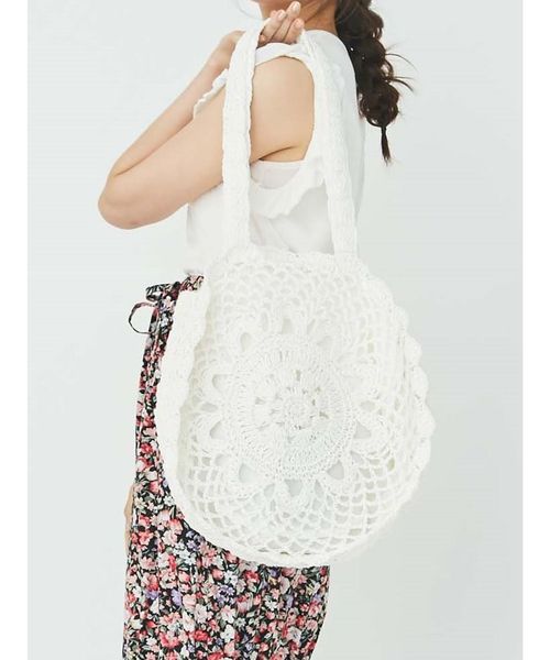 merry jenny（メリージェニー）の「クロシェトートbag（トートバッグ・レディース・オフホワイト/ブラック・FREE）」の8枚目の写真