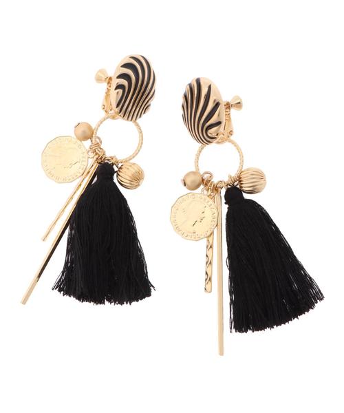 YECCA VECCA（イェッカヴェッカ）の「2wayタッセルイヤリング（イヤリング・レディース・ブラック/キャメル/グリーン・FREE）」の4枚目の写真