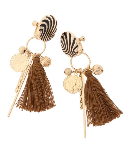 YECCA VECCA（イェッカヴェッカ）の「2wayタッセルイヤリング（イヤリング・レディース・ブラック/キャメル/グリーン・FREE）」の5枚目の写真