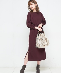 natural couture | ボリューム袖ベルト付ワッフルワンピ(ワンピース)
