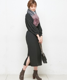 natural couture | ボリューム袖ベルト付ワッフルワンピ(ワンピース)