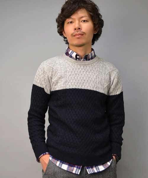 SHIPS（シップス）の「SC: クルーネック ランダム/アランニット■（ニット/セーター・メンズ・ホワイト/ネイビー/その他/ダークブルー/レッド/ブルー・SMALL/MEDIUM/LARGE/X-LARGE）」の4枚目の写真