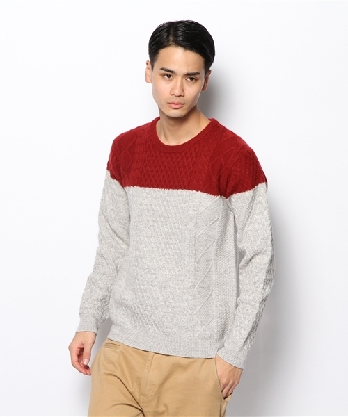 SHIPS（シップス）の「SC: クルーネック ランダム/アランニット■（ニット/セーター・メンズ・ホワイト/ネイビー/その他/ダークブルー/レッド/ブルー・SMALL/MEDIUM/LARGE/X-LARGE）」の9枚目の写真