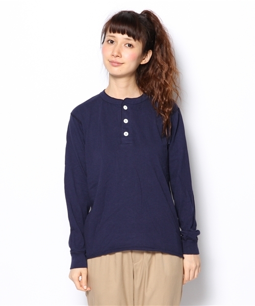 BEAMS BOY（ビームスボーイ）の「□Healthknit / ヘンリーネック ロングスリーブ（Tシャツ/カットソー・レディース・ナチュラル/ライトグレー/ブラック/ネイビー・MEDIUM）」の4枚目の写真