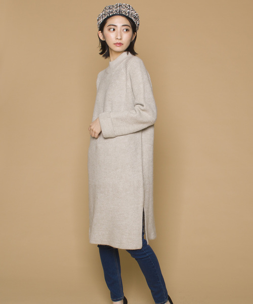 LUGG NAGG(ラグナグ)の「【Jewelobe/ ジュエローブ】シンプル ハイネック ニットワンピース(ワンピース・レディース・ホワイト/ブラック/ベージュ/グレー/ピンク・FREE)」の4枚目の写真