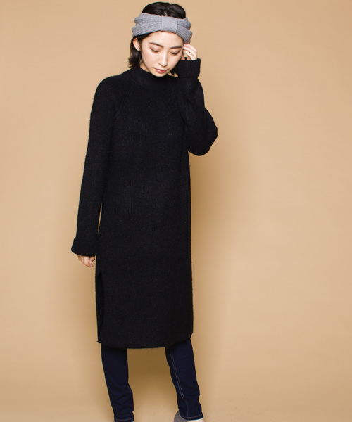LUGG NAGG(ラグナグ)の「【Jewelobe/ ジュエローブ】シンプル ハイネック ニットワンピース(ワンピース・レディース・ホワイト/ブラック/ベージュ/グレー/ピンク・FREE)」の1枚目の写真