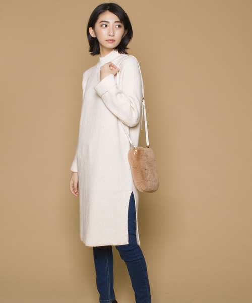 LUGG NAGG(ラグナグ)の「【Jewelobe/ ジュエローブ】シンプル ハイネック ニットワンピース(ワンピース・レディース・ホワイト/ブラック/ベージュ/グレー/ピンク・FREE)」の12枚目の写真