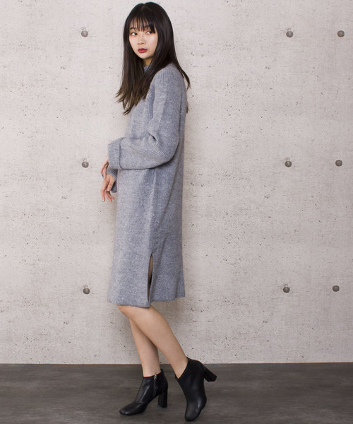 LUGG NAGG(ラグナグ)の「【Jewelobe/ ジュエローブ】シンプル ハイネック ニットワンピース(ワンピース・レディース・ホワイト/ブラック/ベージュ/グレー/ピンク・FREE)」の10枚目の写真