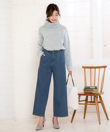 フリースボンディング裏起毛ワイドデニムパンツ＊レディース/ボトムス/ジーパン/ジーンズ[M2307]神戸レタス