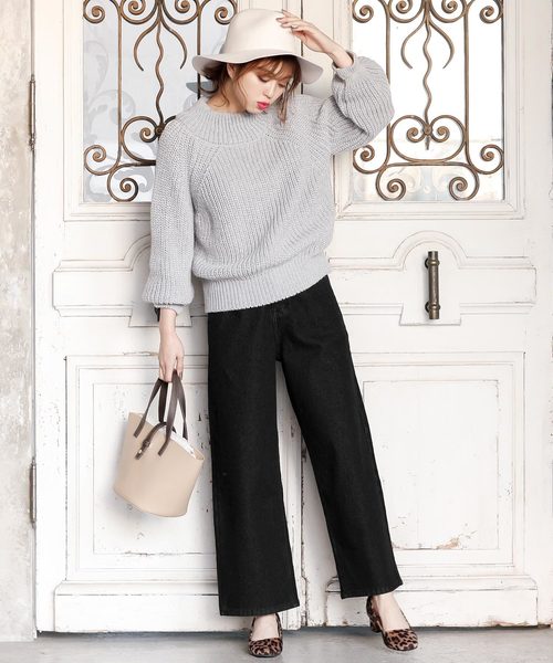 KOBE LETTUCE（コウベレタス）の「フリースボンディング裏起毛ワイドデニムパンツ＊レディース/ボトムス/ジーパン/ジーンズ[M2307]神戸レタス（デニムパンツ・レディース・ブラック/インディゴブルー/ブルー・FREE）」の2枚目の写真