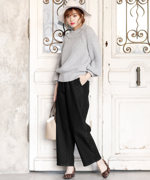 KOBE LETTUCE（コウベレタス）の「フリースボンディング裏起毛ワイドデニムパンツ＊レディース/ボトムス/ジーパン/ジーンズ[M2307]神戸レタス（デニムパンツ・レディース・ブラック/インディゴブルー/ブルー・FREE）」の16枚目の写真