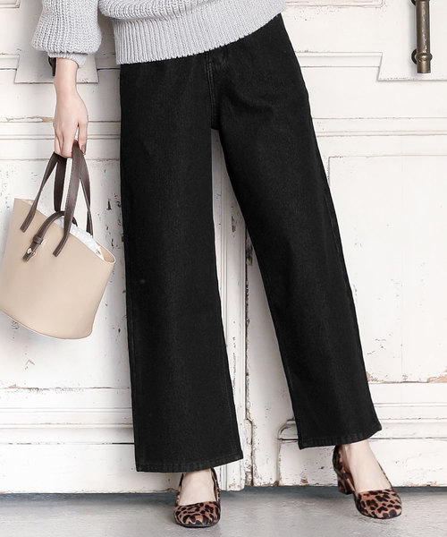 KOBE LETTUCE（コウベレタス）の「フリースボンディング裏起毛ワイドデニムパンツ＊レディース/ボトムス/ジーパン/ジーンズ[M2307]神戸レタス（デニムパンツ・レディース・ブラック/インディゴブルー/ブルー・FREE）」の15枚目の写真