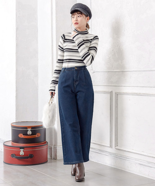 KOBE LETTUCE（コウベレタス）の「フリースボンディング裏起毛ワイドデニムパンツ＊レディース/ボトムス/ジーパン/ジーンズ[M2307]神戸レタス（デニムパンツ・レディース・ブラック/インディゴブルー/ブルー・FREE）」の11枚目の写真