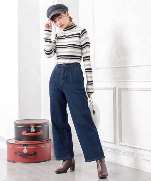 KOBE LETTUCE（コウベレタス）の「フリースボンディング裏起毛ワイドデニムパンツ＊レディース/ボトムス/ジーパン/ジーンズ[M2307]神戸レタス（デニムパンツ・レディース・ブラック/インディゴブルー/ブルー・FREE）」の7枚目の写真