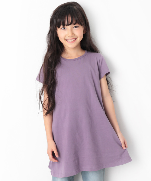 devirock（デビロック）の「半袖Aラインワンピース（ワンピース・キッズ・ホワイト/ブラック/ネイビー/カーキ/イエロー/ラベンダー/杢グレー/グリーン系その他/イエロー系その他/ピンク系その他/レッド系その他/ヘザーチャコール/スモークピンク/グリーン系その他2・80ｃｍ/90cm/100cm/120cm/130cm/140cm/150cm/160cm/110cm）」の10枚目の写真