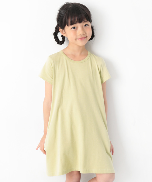 devirock（デビロック）の「半袖Aラインワンピース（ワンピース・キッズ・ホワイト/ブラック/ネイビー/カーキ/イエロー/ラベンダー/杢グレー/グリーン系その他/イエロー系その他/ピンク系その他/レッド系その他/ヘザーチャコール/スモークピンク/グリーン系その他2・80ｃｍ/90cm/100cm/120cm/130cm/140cm/150cm/160cm/110cm）」の12枚目の写真