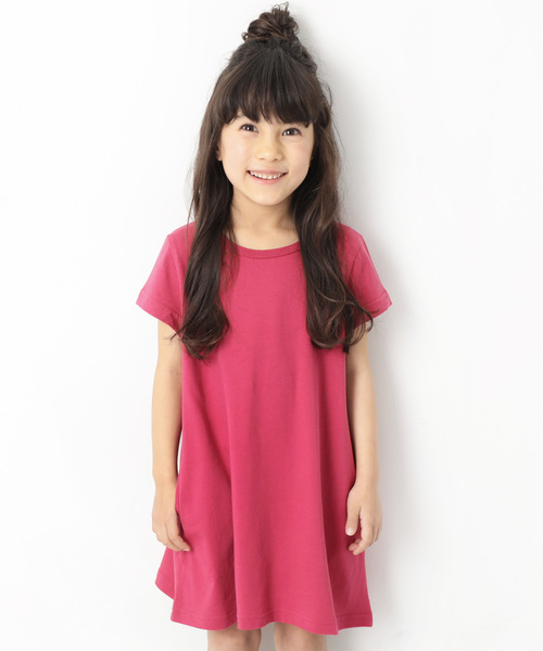 devirock（デビロック）の「半袖Aラインワンピース（ワンピース・キッズ・ホワイト/ブラック/ネイビー/カーキ/イエロー/ラベンダー/杢グレー/グリーン系その他/イエロー系その他/ピンク系その他/レッド系その他/ヘザーチャコール/スモークピンク/グリーン系その他2・80ｃｍ/90cm/100cm/120cm/130cm/140cm/150cm/160cm/110cm）」の14枚目の写真