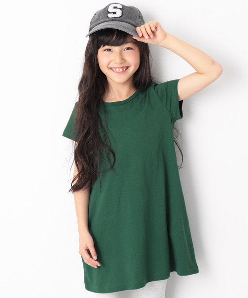 devirock（デビロック）の「半袖Aラインワンピース（ワンピース・キッズ・ホワイト/ブラック/ネイビー/カーキ/イエロー/ラベンダー/杢グレー/グリーン系その他/イエロー系その他/ピンク系その他/レッド系その他/ヘザーチャコール/スモークピンク/グリーン系その他2・80ｃｍ/90cm/100cm/120cm/130cm/140cm/150cm/160cm/110cm）」の8枚目の写真