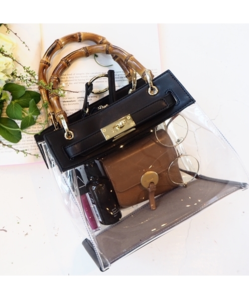 LE VERNIS（ル・ベルニ）の「クリアアーバンバッグS（ハンドバッグ・レディース・ブラック/ミント/キャメル/クリア・FREE）」の5枚目の写真