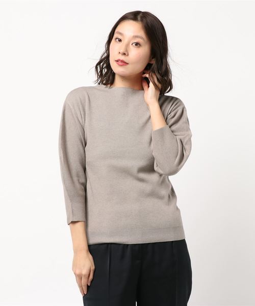 KOBE LETTUCE（コウベレタス）の「ボートネックバルーンスリーブハイゲージニットトップス（ニット/セーター・レディース・ブラック/オレンジ/アイボリー/ミント/レモンイエロー/グレイッシュベージュ・FREE）」の4枚目の写真