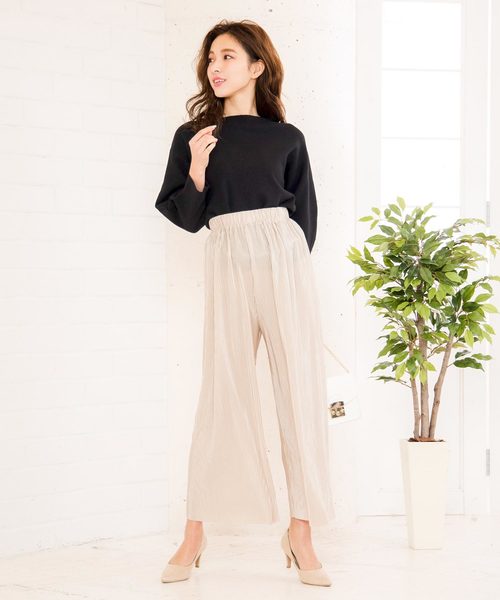 KOBE LETTUCE（コウベレタス）の「ボートネックバルーンスリーブハイゲージニットトップス（ニット/セーター・レディース・ブラック/オレンジ/アイボリー/ミント/レモンイエロー/グレイッシュベージュ・FREE）」の10枚目の写真