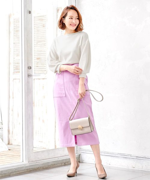 KOBE LETTUCE（コウベレタス）の「ボートネックバルーンスリーブハイゲージニットトップス（ニット/セーター・レディース・ブラック/オレンジ/アイボリー/ミント/レモンイエロー/グレイッシュベージュ・FREE）」の13枚目の写真