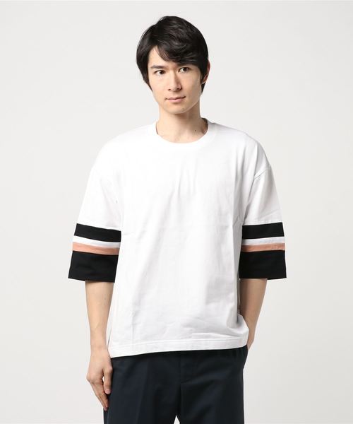 STUDIOUS（ステュディオス）の「【STUDIOUS】ビッグシルエットソデキリカエTシャツ（Tシャツ/カットソー・メンズ・ホワイト/ブラック/レンガ・3/1/2）」の17枚目の写真