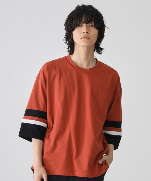 STUDIOUS（ステュディオス）の「【STUDIOUS】ビッグシルエットソデキリカエTシャツ（Tシャツ/カットソー・メンズ・ホワイト/ブラック/レンガ・3/1/2）」の20枚目の写真