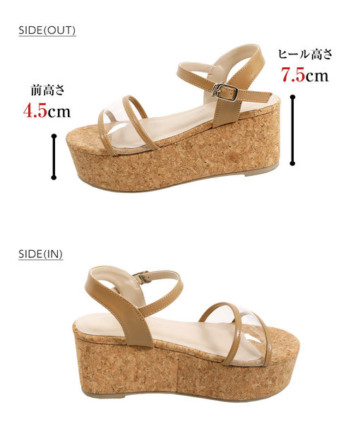 KOBE LETTUCE（コウベレタス）の「ワンベルトプラットフォーム厚底サンダル（サンダル・レディース・ブラウン/ゴールド系その他/クリア/シルバー系その他・M/S/LL/L）」の9枚目の写真