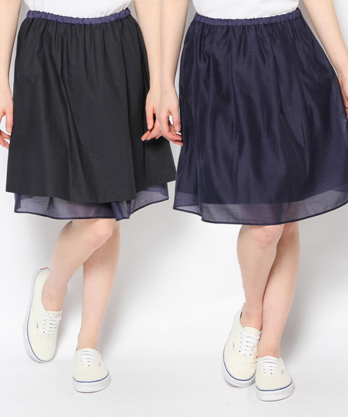 alcali（アルカリ）の「オーガンジー＋タイプライター　リバーシブルスカート（スカート・レディース・ベージュ/ネイビー/イエロー・FREE）」の3枚目の写真
