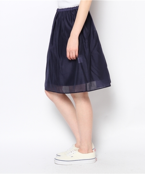 alcali（アルカリ）の「オーガンジー＋タイプライター　リバーシブルスカート（スカート・レディース・ベージュ/ネイビー/イエロー・FREE）」の4枚目の写真