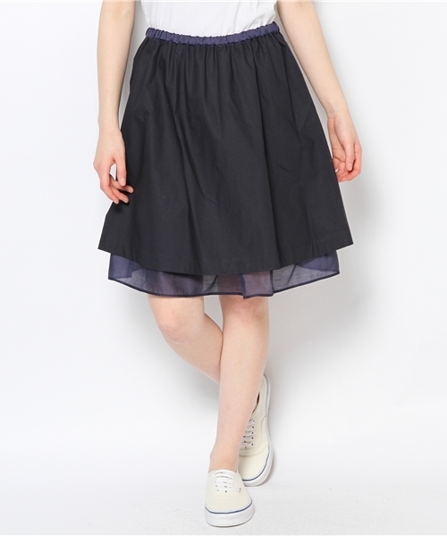 alcali（アルカリ）の「オーガンジー＋タイプライター　リバーシブルスカート（スカート・レディース・ベージュ/ネイビー/イエロー・FREE）」の13枚目の写真