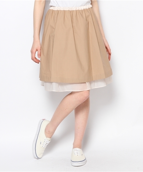 alcali（アルカリ）の「オーガンジー＋タイプライター　リバーシブルスカート（スカート・レディース・ベージュ/ネイビー/イエロー・FREE）」の6枚目の写真