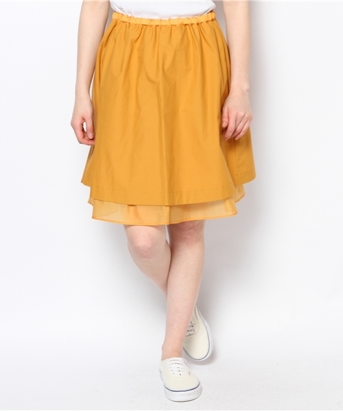 alcali（アルカリ）の「オーガンジー＋タイプライター　リバーシブルスカート（スカート・レディース・ベージュ/ネイビー/イエロー・FREE）」の7枚目の写真