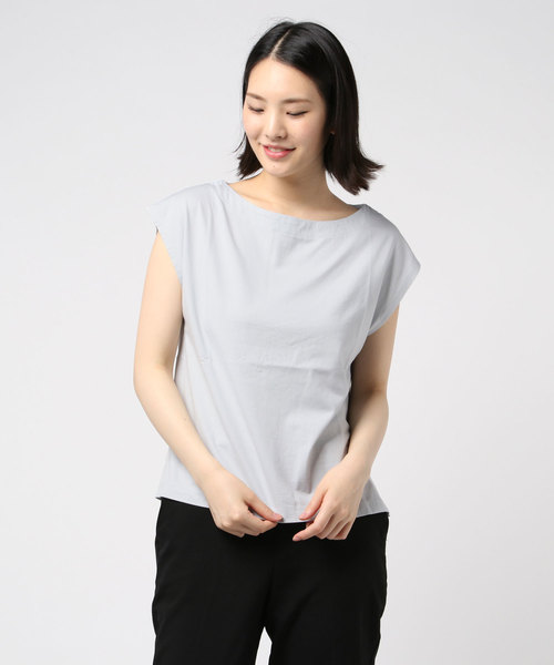 three dots（スリードッツ）の「スーピマジャージー イージーボクシートップ（Tシャツ/カットソー・レディース・ホワイト/ブラック/グレー系その他/ブルー系その他・SMALL）」の4枚目の写真