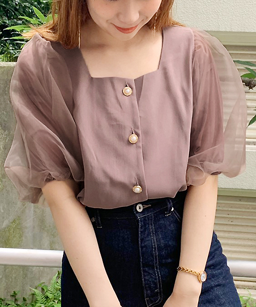 apres jour(アプレジュール)の「袖チュールスクエアネックブラウス【ZOZOTOWN限定アイテム】(シャツ/ブラウス・レディース・ブラック/アイボリー/モカ・フリー)」の3枚目の写真