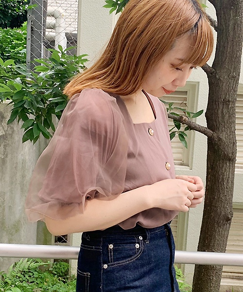 apres jour(アプレジュール)の「袖チュールスクエアネックブラウス【ZOZOTOWN限定アイテム】(シャツ/ブラウス・レディース・ブラック/アイボリー/モカ・フリー)」の9枚目の写真