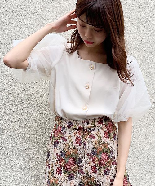 apres jour(アプレジュール)の「袖チュールスクエアネックブラウス【ZOZOTOWN限定アイテム】(シャツ/ブラウス・レディース・ブラック/アイボリー/モカ・フリー)」の14枚目の写真