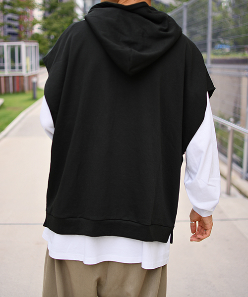 kutir(クティール)の「ノースリーブパーカー(Tシャツ/カットソー・メンズ・ブラック/モカ・MEDIUM/LARGE)」の8枚目の写真