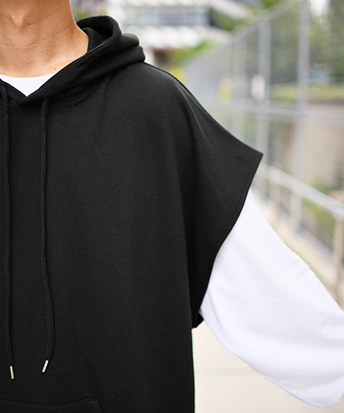 kutir(クティール)の「ノースリーブパーカー(Tシャツ/カットソー・メンズ・ブラック/モカ・MEDIUM/LARGE)」の11枚目の写真