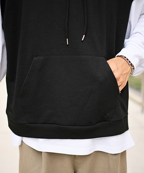 kutir(クティール)の「ノースリーブパーカー(Tシャツ/カットソー・メンズ・ブラック/モカ・MEDIUM/LARGE)」の12枚目の写真