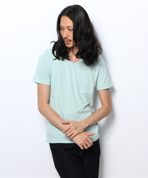 B'2nd(ビーセカンド)の「EL camino (エルカミノ) シルク混Tシャツ (919)(Tシャツ/カットソー・メンズ・オレンジ/ホワイト/ミント/ブルー・MEDIUM/LARGE)」の2枚目の写真