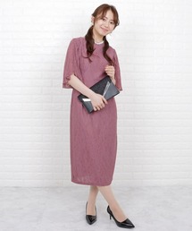 フレア袖×花柄総レースフォーマルワンピース・ドレス
