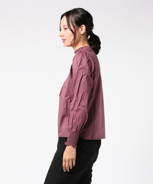 WEGO（ウィゴー）の「WEGO/シャーリングハイネックシアーブラウス（シャツ/ブラウス・レディース・ブラック/ホワイト/パープル/ドット/ブラウン系その他2・FREE）」の6枚目の写真