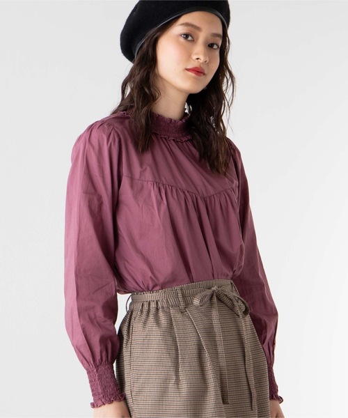 WEGO（ウィゴー）の「WEGO/シャーリングハイネックシアーブラウス（シャツ/ブラウス・レディース・ブラック/ホワイト/パープル/ドット/ブラウン系その他2・FREE）」の4枚目の写真