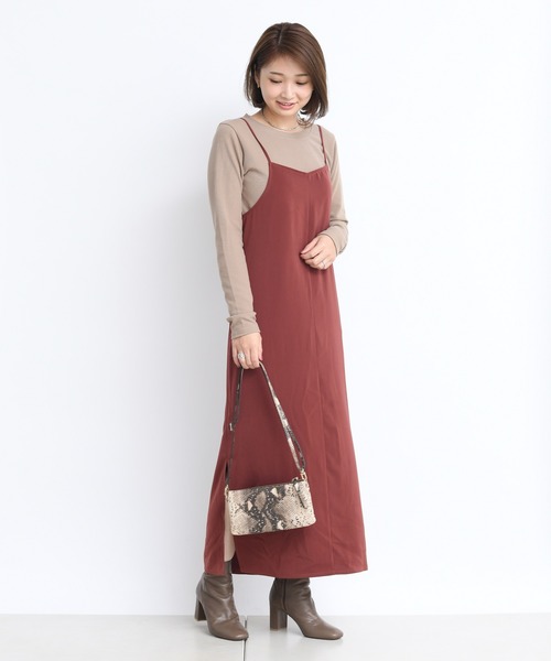 DouDou（ドゥドゥ）の「インナー長袖セットワンピース（ワンピース・レディース・ブラック/ボルドー/キャメル・FREE）」の6枚目の写真
